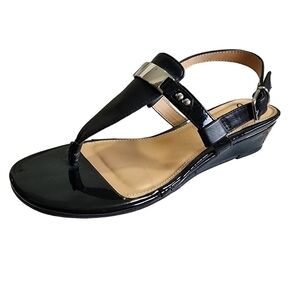 GNW Sue Patent Black Strappy Sandals - 7M